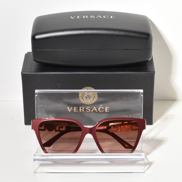 Versace Perla Dark Ruby Sunglasses with gold Medusa medallions - Picture 3 of 7